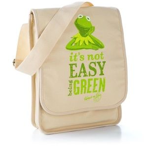 HALLMARK KERMIT THE FROG GOOD TO BE GREEN CANVAS MESSENGER BAG
